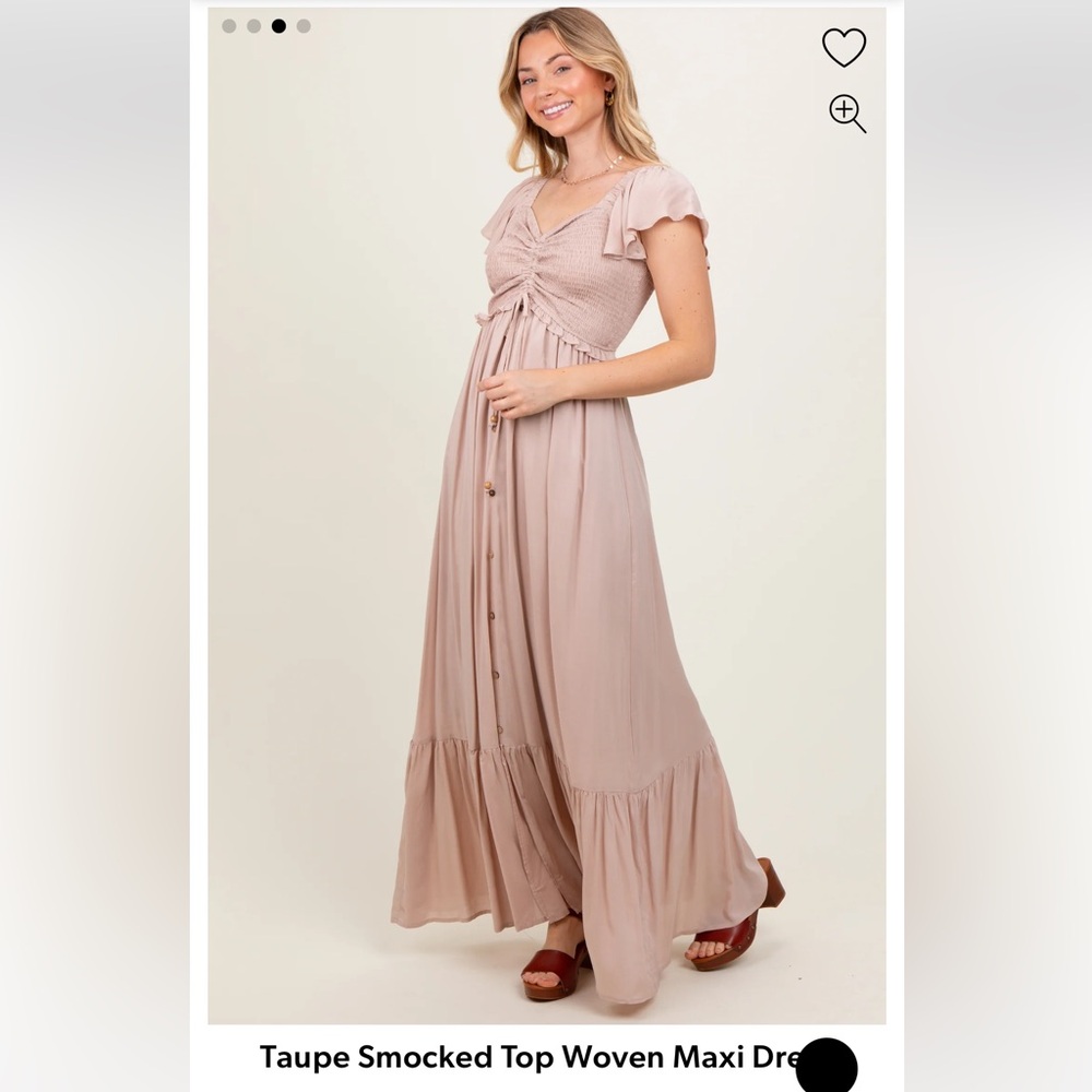 Smocked Bodice Flutter Sleeve Maxi Dress in Dusty Rose